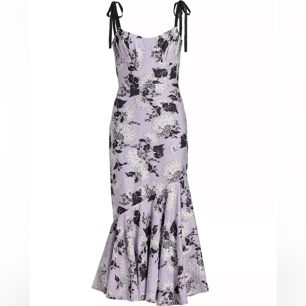 Monique Lhuillier Floral Jacquard Midi Dress - Picture 5 of 16